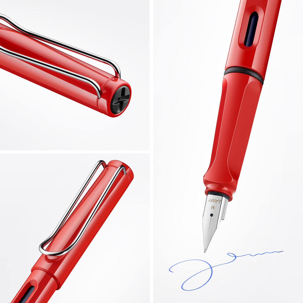 LAMY safari red - Fountain Pen with ergonomic grip & polished steel nib in size M - ideal for any