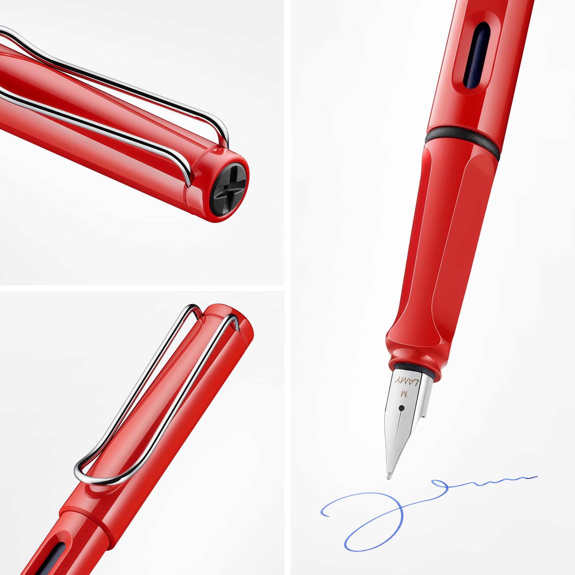 LAMY safari red - Fountain Pen with ergonomic grip & polished Left-Handed steel nib (LH) in size M