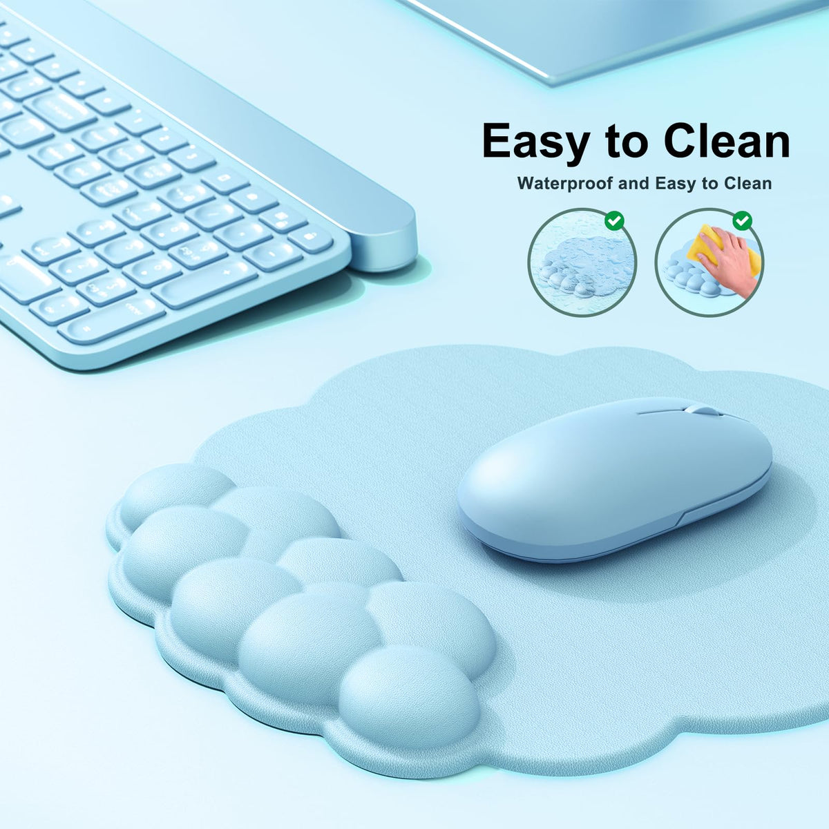 MOKURU Cloud Mouse Pad with Wrist Rest, Cloud Keyboard Wrist Rest, Mouse Pad Wrist Support