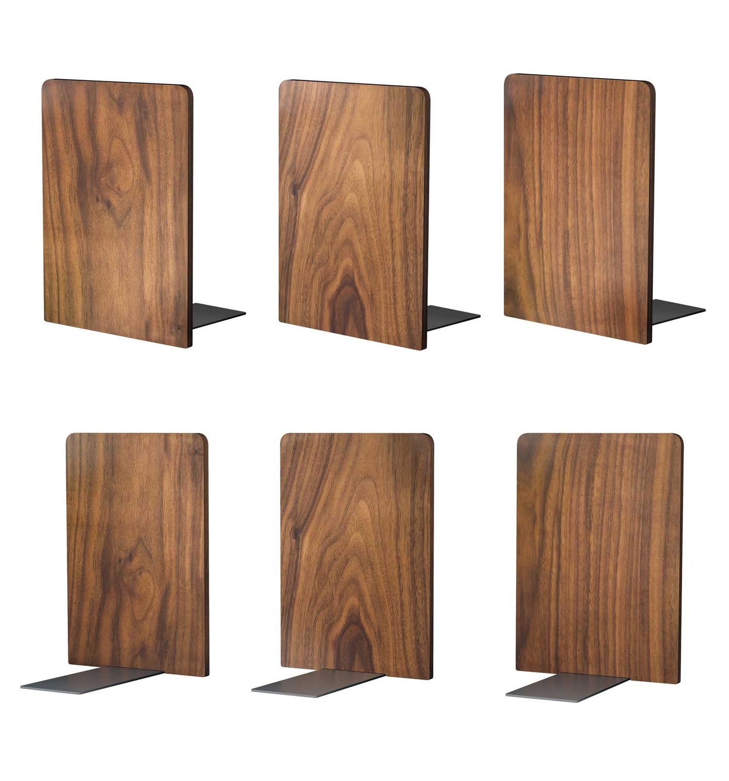 Large Bookend Hold Heavy Books-7x4x5in 3 Pack Non-Skid Wood Bookends Walnut