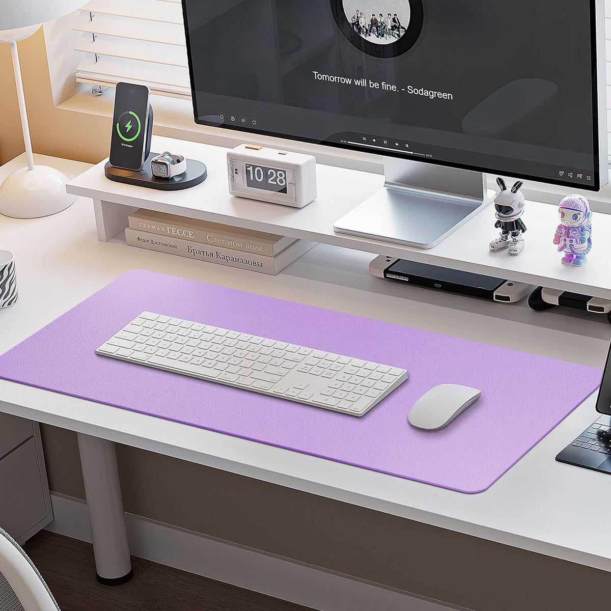 Boutilon Leather Desk Pad Protector,Non-Slip Mouse Pad,Laptop Desk Pad,Office Mouse Mat,Waterproof