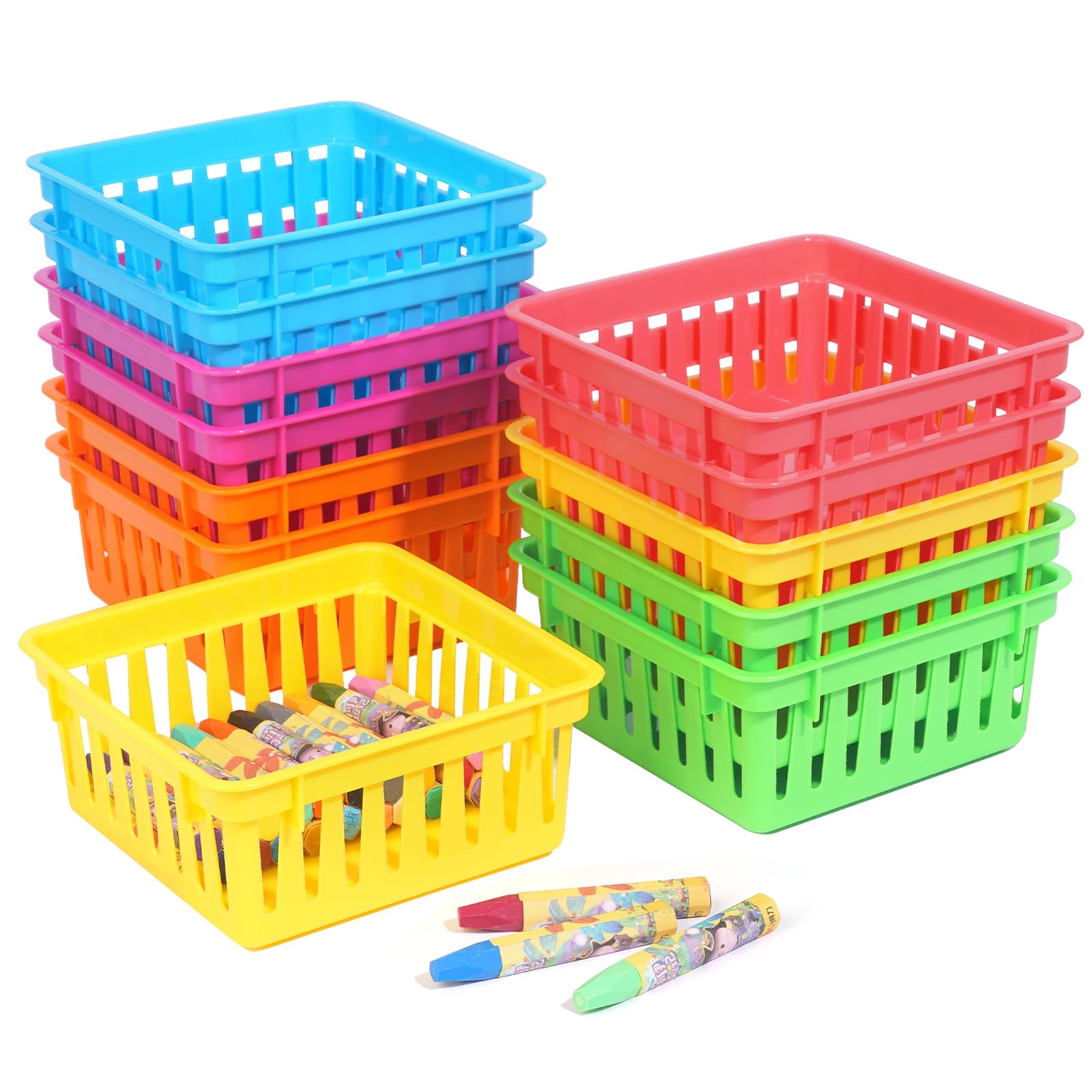 ZZYFGH 12 PCS Pencil Holders, Pencil Baskets, Small Plastic Baskets for Organizing, Colorful