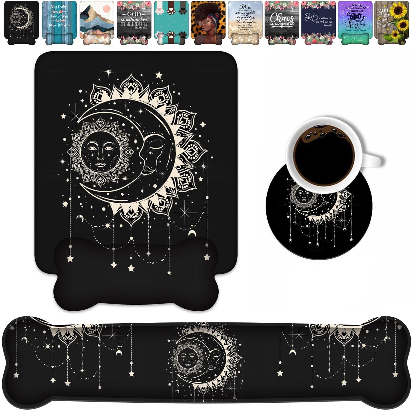 Wrist Rest Support Ergonomic Gel Mouse Pad and Memory Foam Keyboard Set, Non-Slip Rubber PU Base