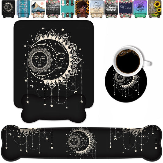 Wrist Rest Support Ergonomic Gel Mouse Pad and Memory Foam Keyboard Set, Non-Slip Rubber PU Base