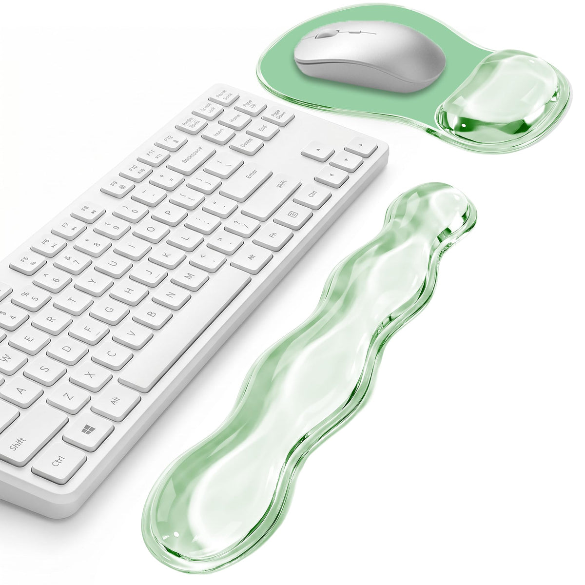 Keyboard Wrist Rest & Ergonomic Mouse Pad with Wrist Rest Set, Cute Transparent Gel Wrist Rest for
