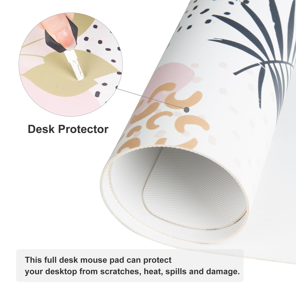 QiyI PU Leather Large Mouse Pad, Office Decor, 31.5" x 15.7", Tropical