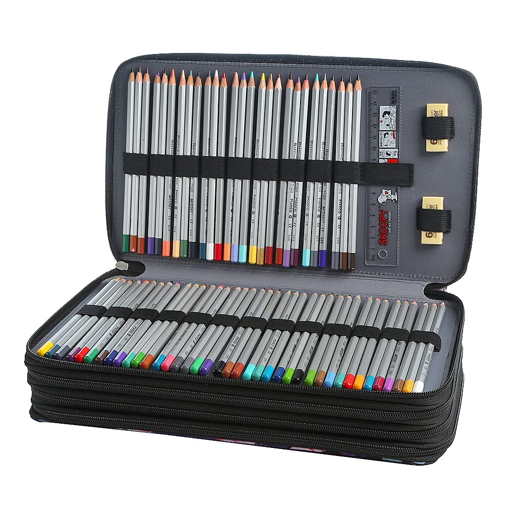 Lbxgap 300 Slots Pencil Case 4-Layer Zipped Holder w/Handle