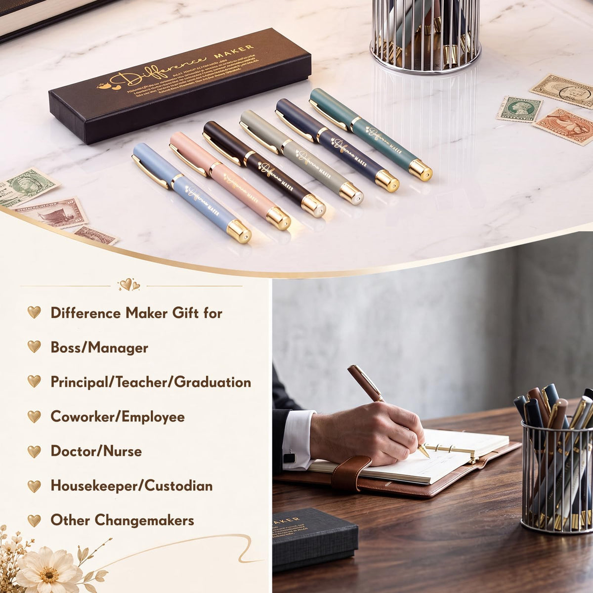 PerKoop 20 Sets Difference Maker Appreciation Gifts Pens with Box
