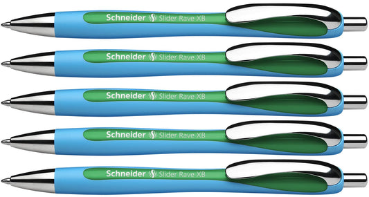 Schneider Slider Rave XB (Extra Broad) Ballpoint Pen, Refillable + Retractable, 1.4 mm, Light Blue