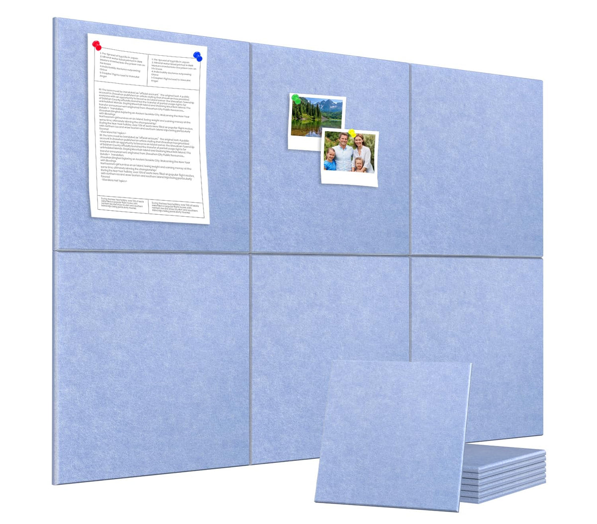 36" x 24" Felt Bulletin Board & Cork Board Alternative, Soft Periwinkle