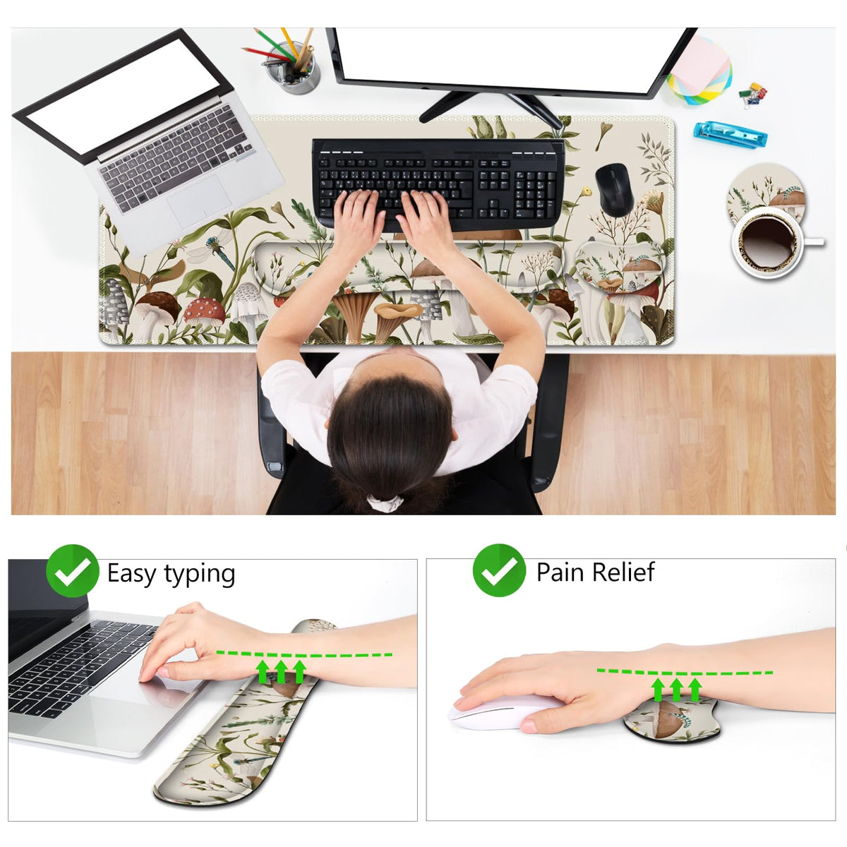 AIMSA Large Gaming Mouse Pad Set, Keyboard Wrist Rest Support+ Extended Mousepad+ Mouse Wrist