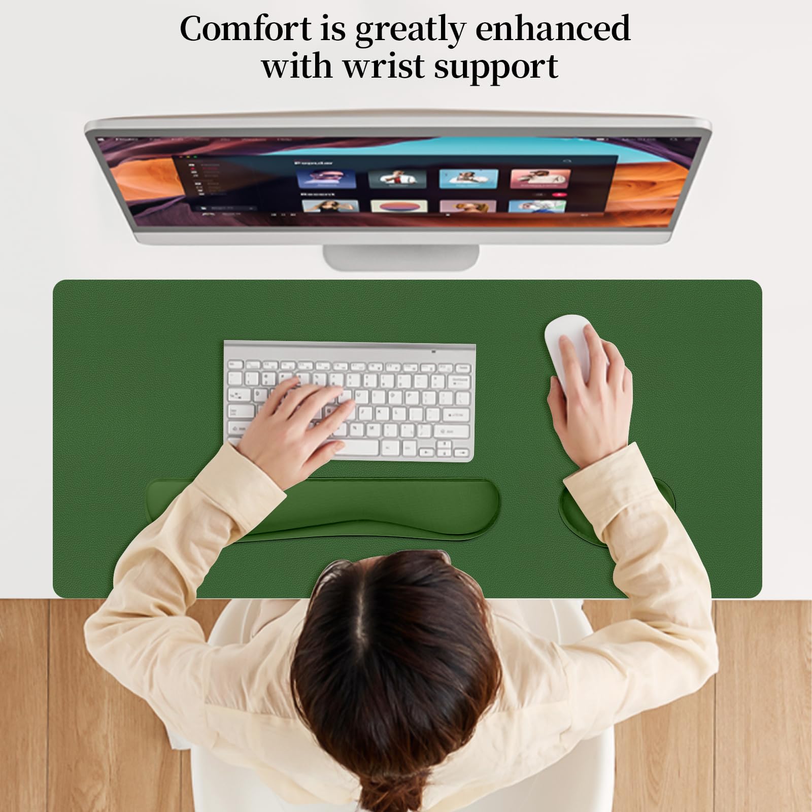 Meetcolor Keyboard and Mouse Pad, 3-in-1 Desk Mat Set Keyboard Wrist Rest