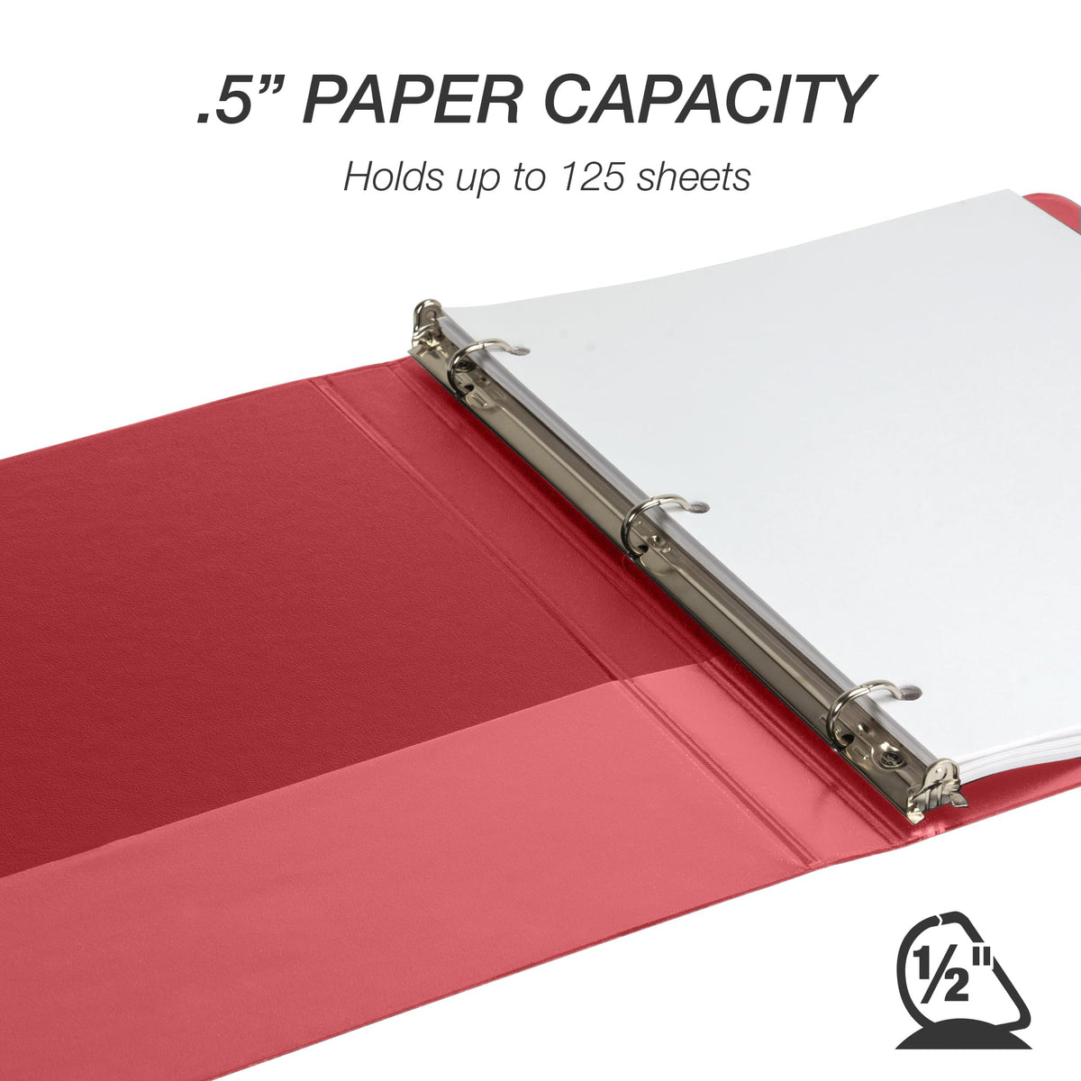 Samsill Durable 0.5 Inch Binder, D Ring Binder, 100% Recycled Chipboard, Red, 4 Pack