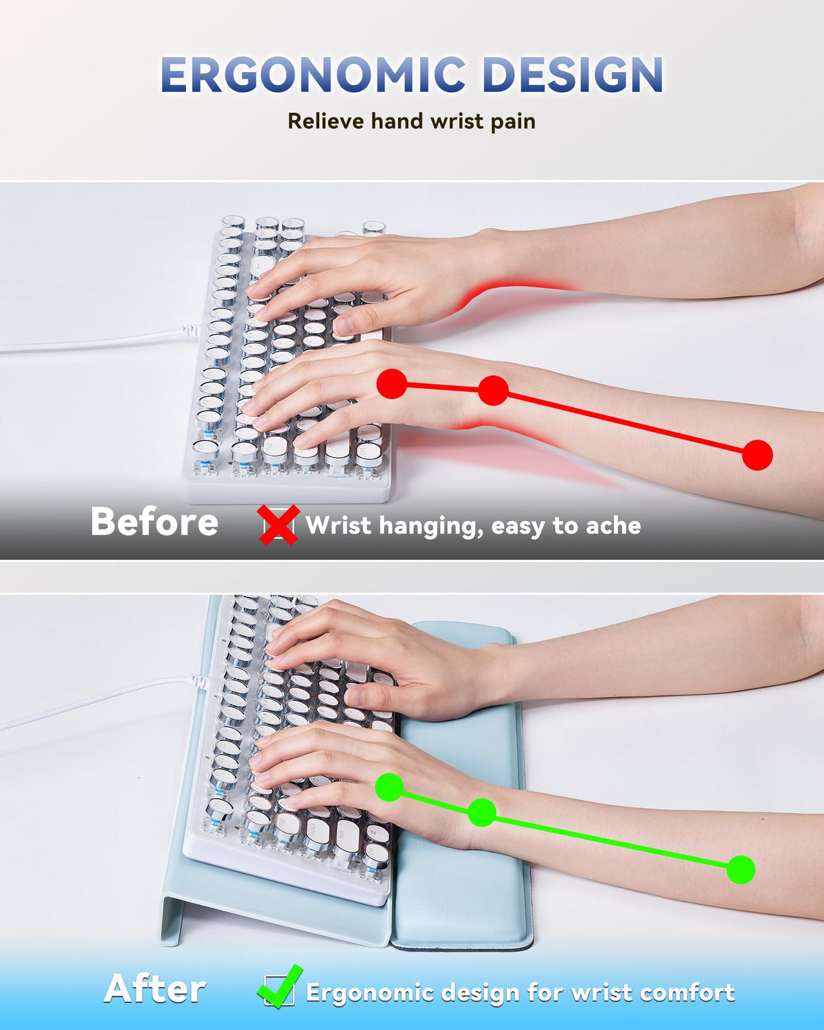 Laborio Computer Keyboard Wrist Rest, Keyboard Riser Stand for Desktop