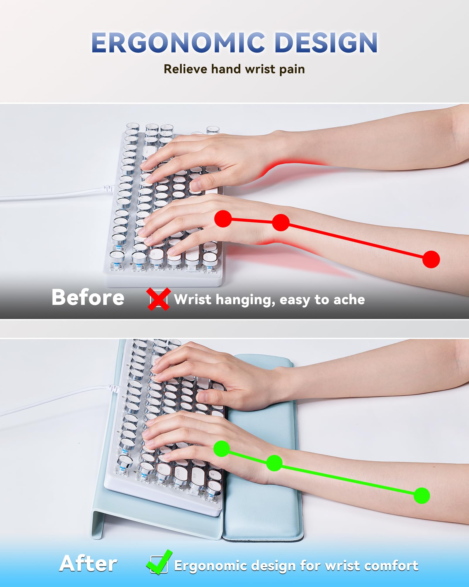 Laborio Computer Keyboard Wrist Rest, Keyboard Riser Stand for Desktop