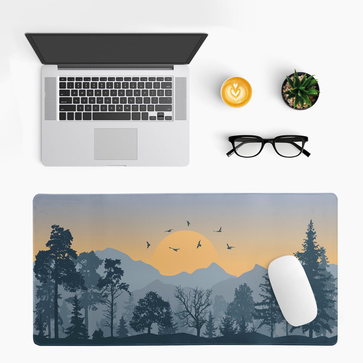 Mountain Gaming Mouse Pad 27.6x11.8 Inch Forest Large Mousepad Extended Grey Mousepad Gaming