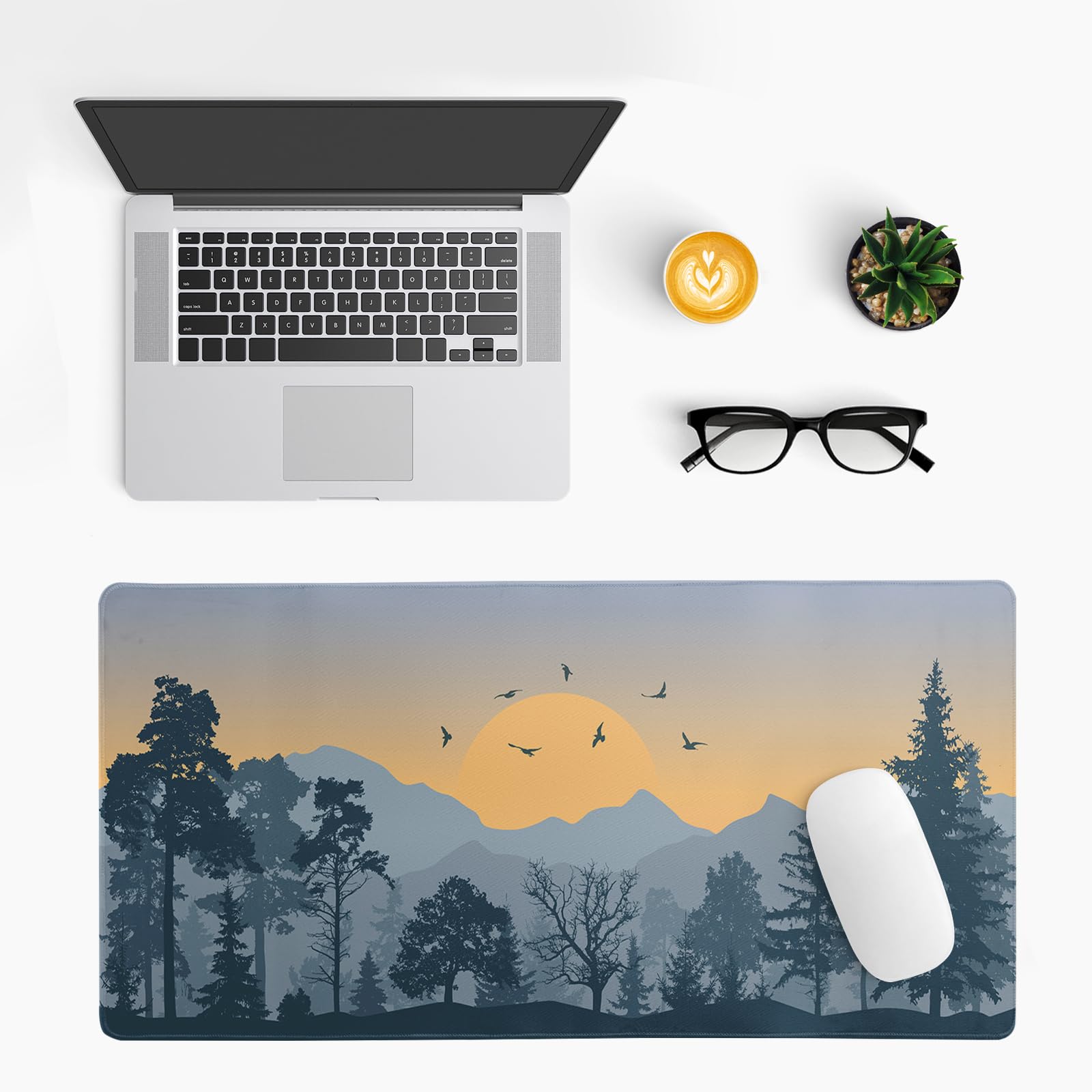 Mountain Gaming Mouse Pad 27.6x11.8 Inch Forest Large Mousepad Extended Grey Mousepad Gaming