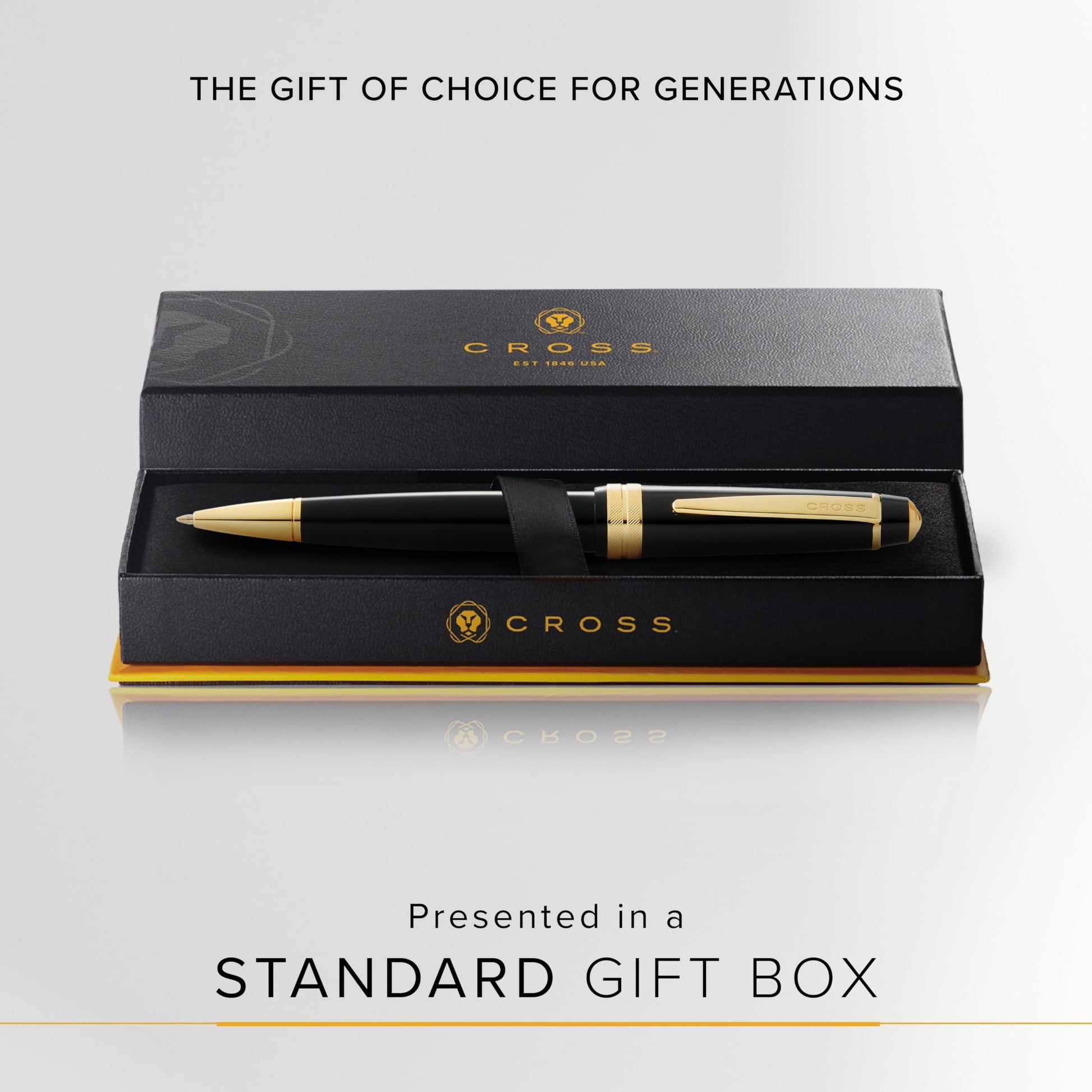 Cross Bailey Light Black & Gold Tone Ballpoint Pen, Medium Point, Black Ink