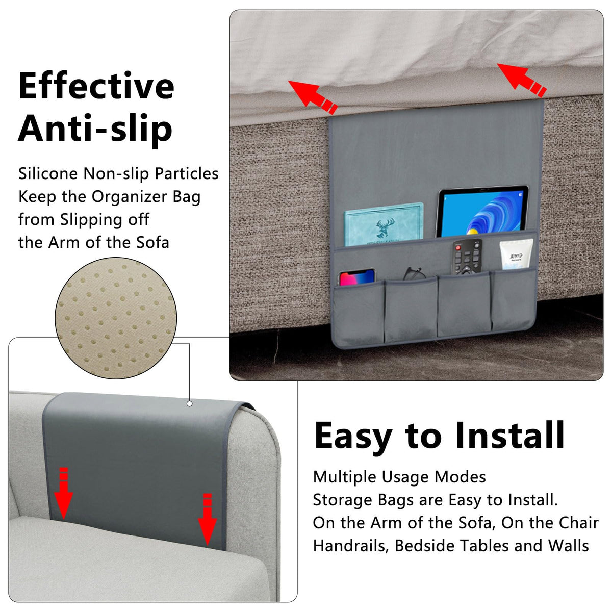 Remote Control Holder for Armchair Caddy, Remote Holder with 5 Pockets