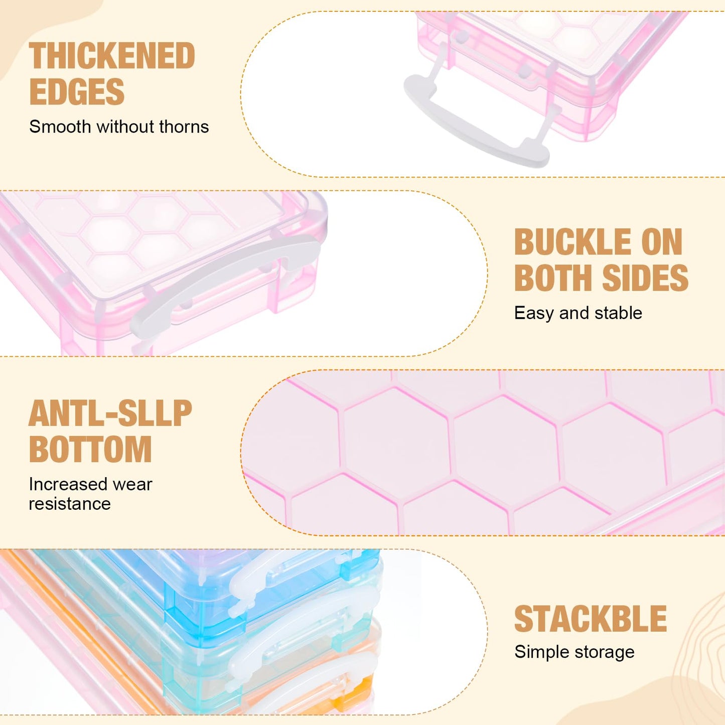 Gueevin 24 Pcs Pencil Box Clear Plastic Pencil Case, Macaron