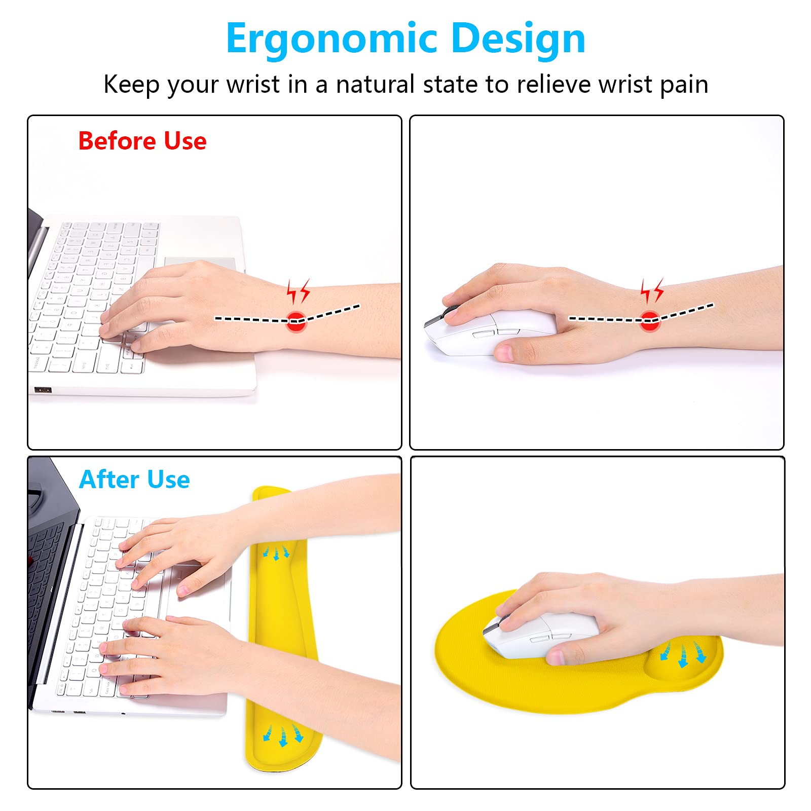 Dapesuom Keyboard Wrist Rest and Mouse Pad with Wrist Support, Cute Memory Foam Cushion for