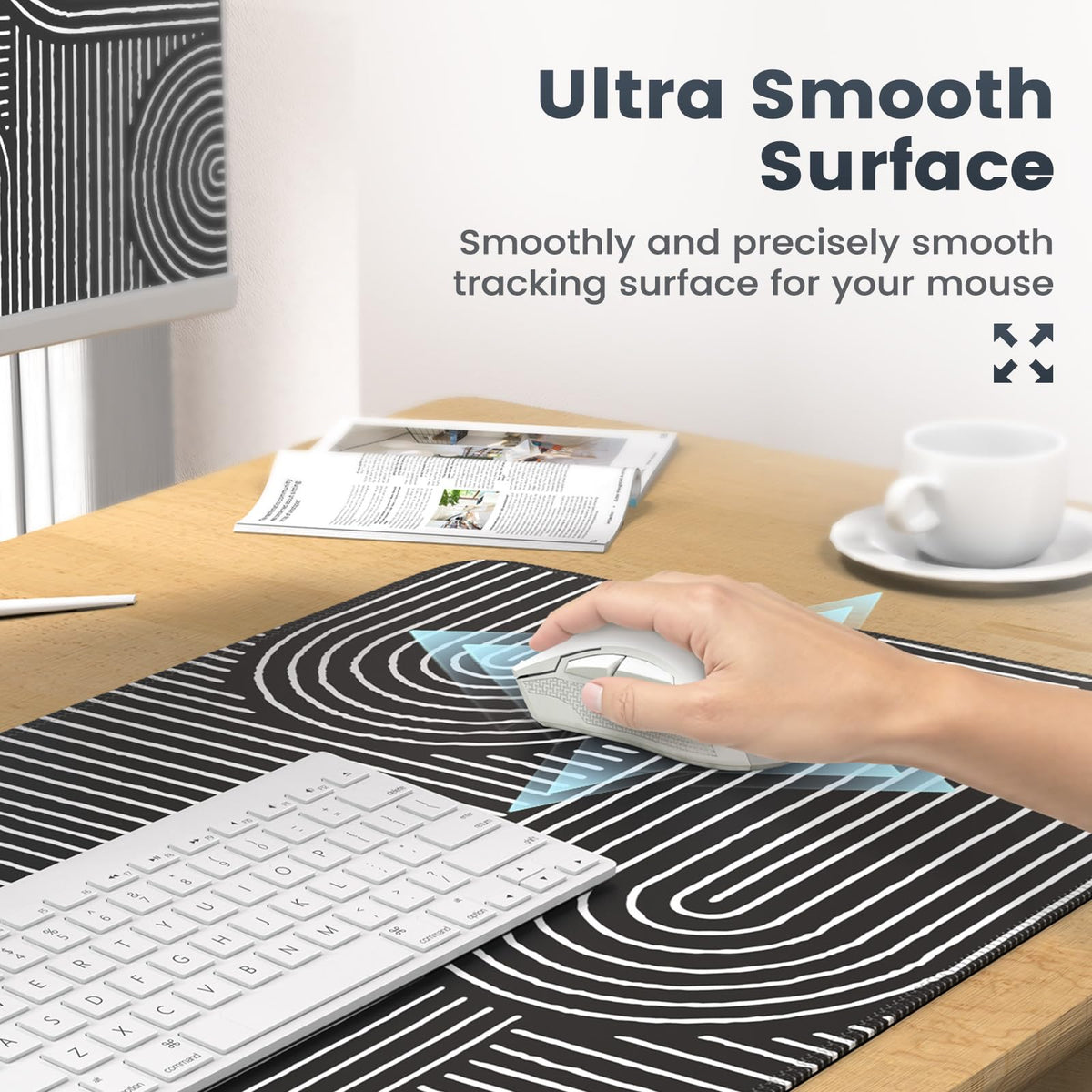 iCasso Black Desk Mat, Large Mouse Pad for Desk, Computer Pad for Desktop