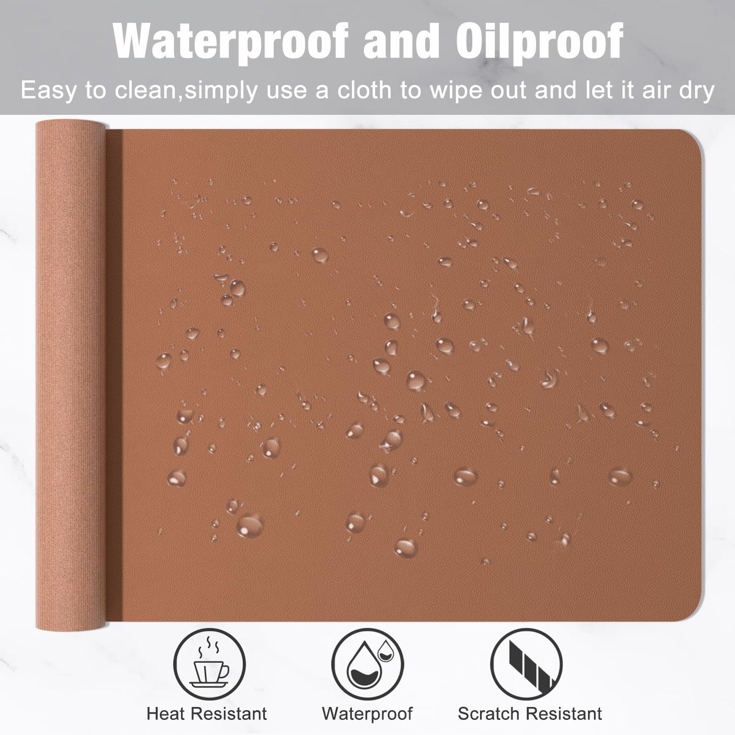 Hsurbtra Desk Pad, 35.5" x 17" PU Leather Desk Mat, XXL Extended Mouse Pad, Waterproof Desktop