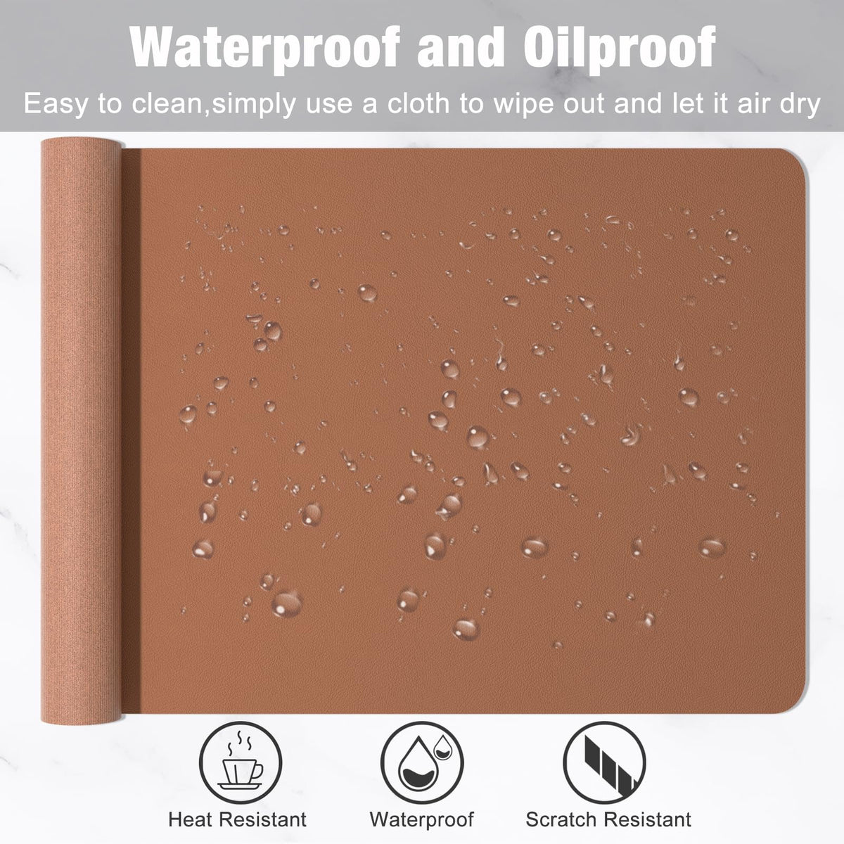 Hsurbtra Desk Pad, 35.5" x 17" PU Leather Desk Mat, XXL Extended Mouse Pad, Waterproof Desktop