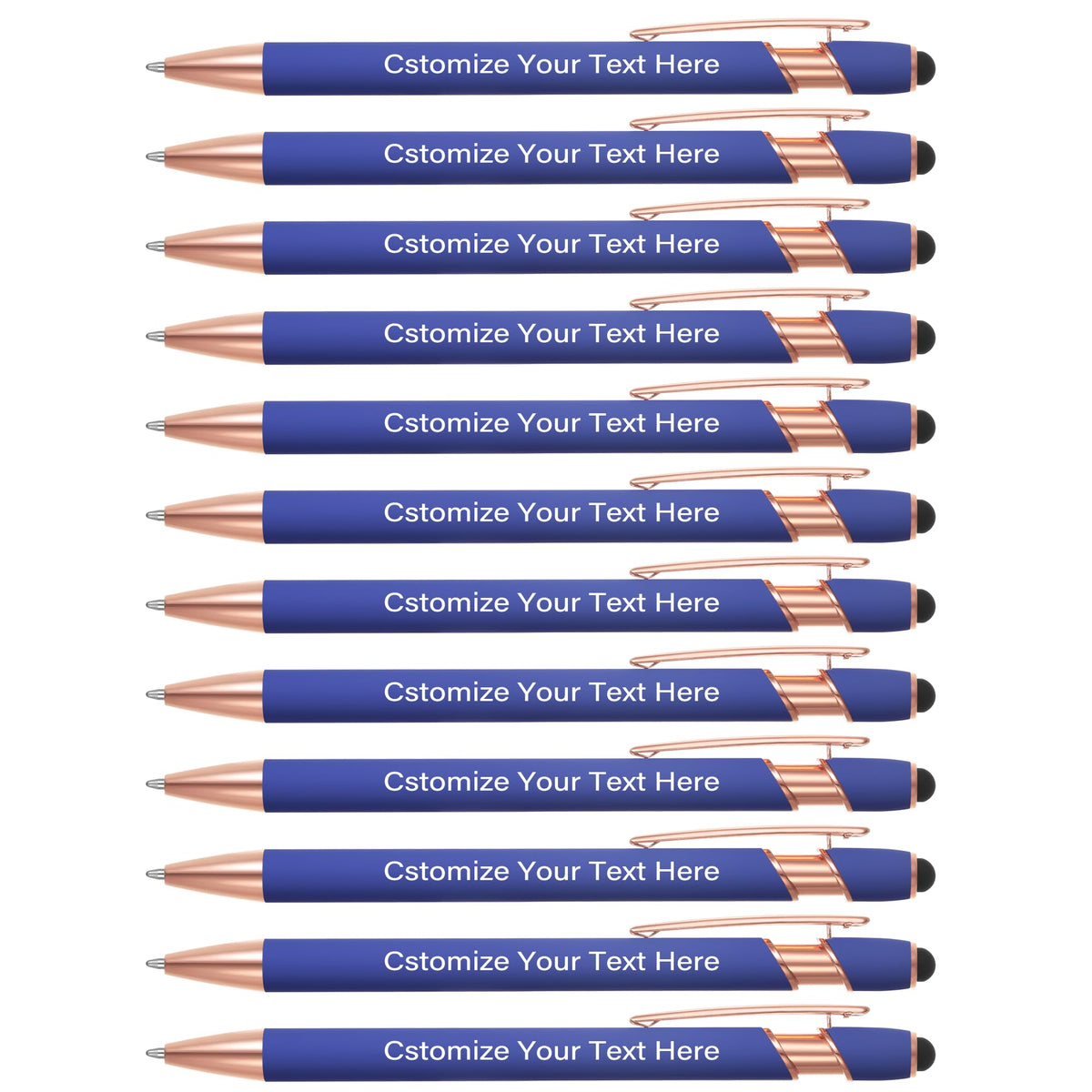 Kingluu 24 Pcs Personalized Ballpoint Pens with Stylus Tip,Free Engraving Black Ink Customized Pen