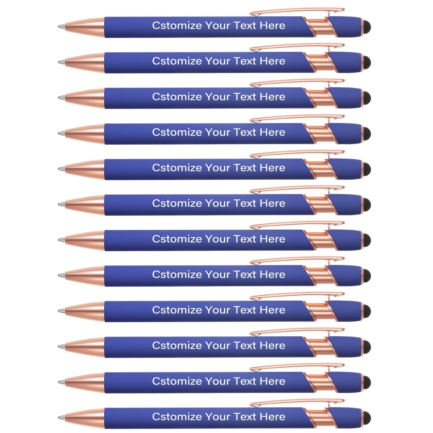 Kingluu 36 Pcs Personalized Ballpoint Pens with Stylus Tip,Free Engraving Black Ink Customized Pen