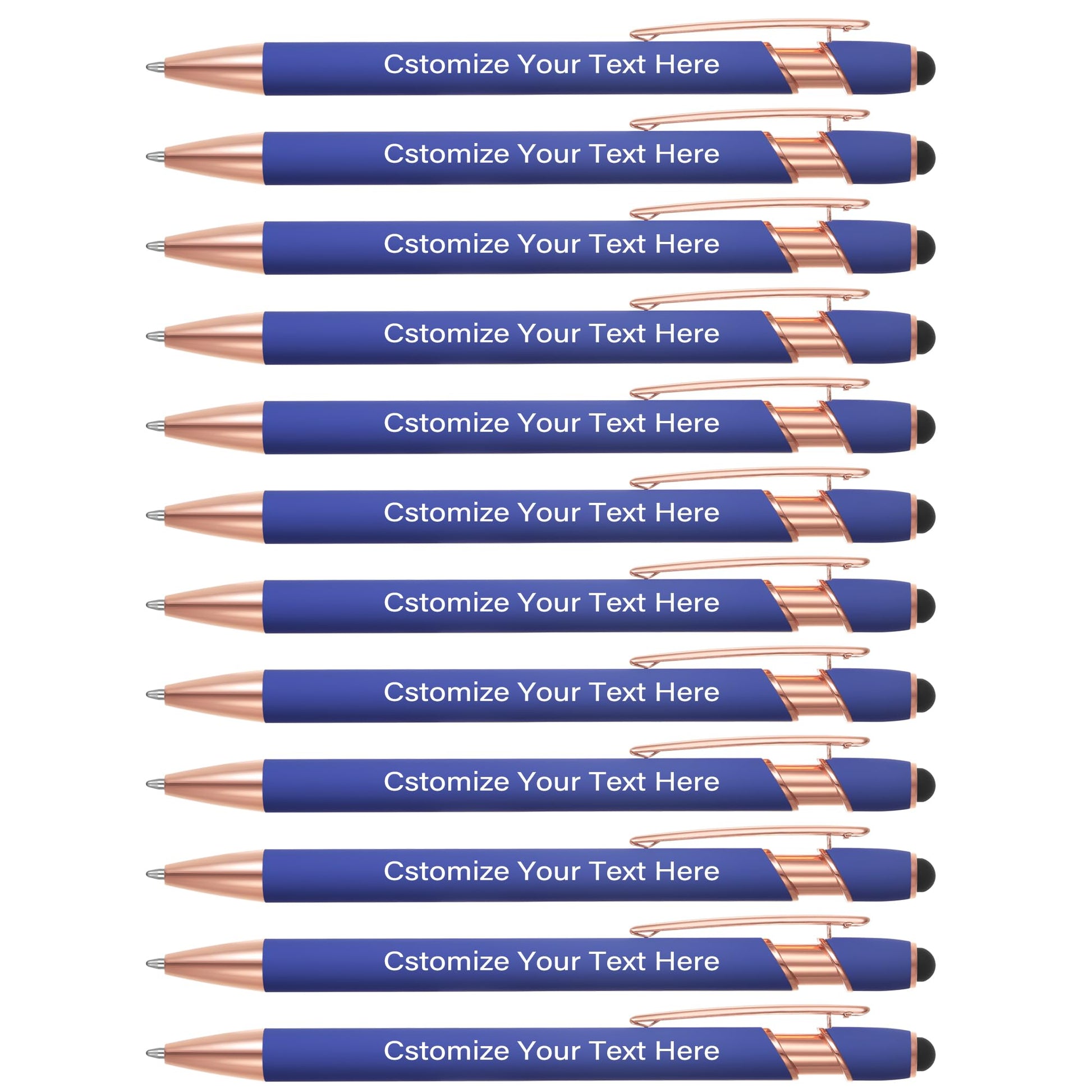Kingluu 36 Pcs Personalized Ballpoint Pens with Stylus Tip,Free Engraving Black Ink Customized Pen
