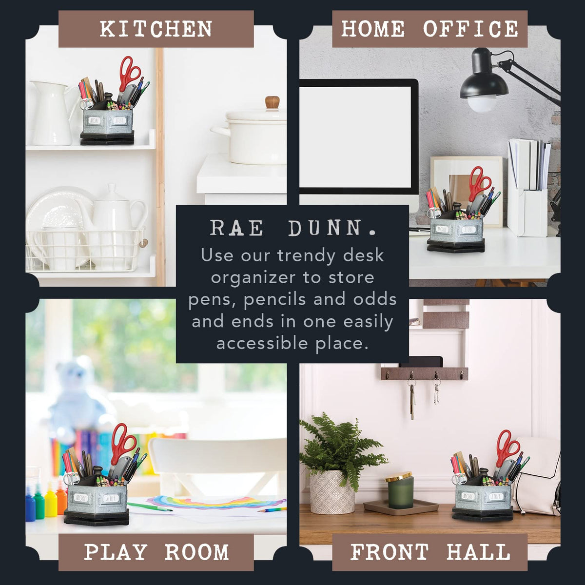 Rae Dunn by Designstyles Rotating Decorative Organizer – Steel Desktop Stationary Spinner Holder