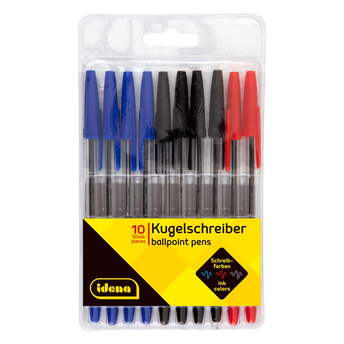 IDENA 500234 Ballpoint Pen Pack of 10 Assorted Schreibfarben