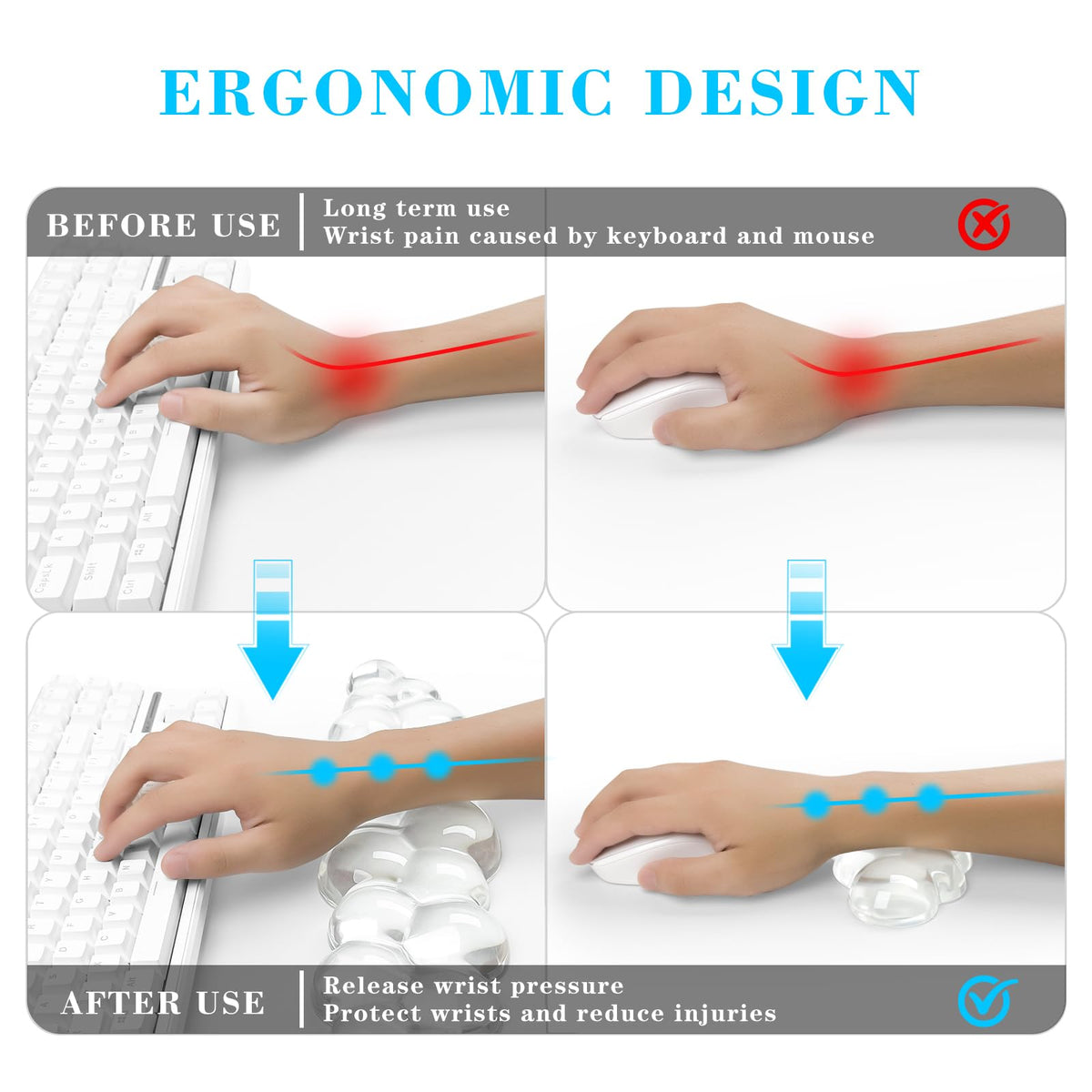 Gel Cloud Keyboard and Mouse Wrist Rest, Cute Wrist Support and Arm Support Keyboard Rest for