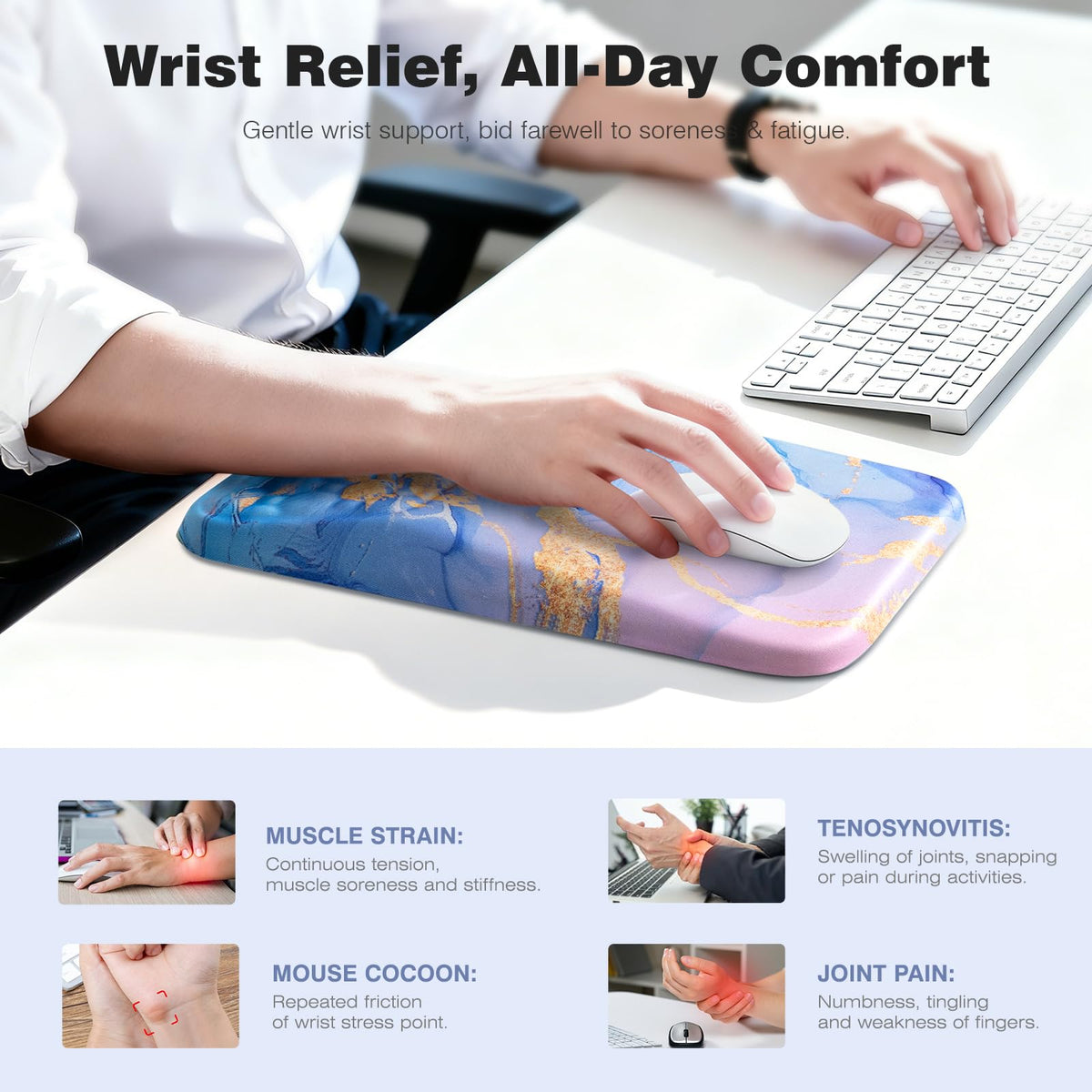 Ospelelf Mouse Pad with Wrist Rest Ergonomic Comfortable Pain Relief Mousepad Wrist Support for