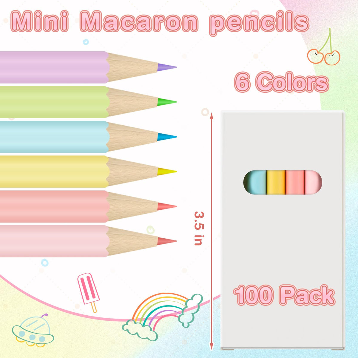 Ctosree 50 Packs Mini Colored Pencil Bulk 6 Per Box, Pastel, 3.5''