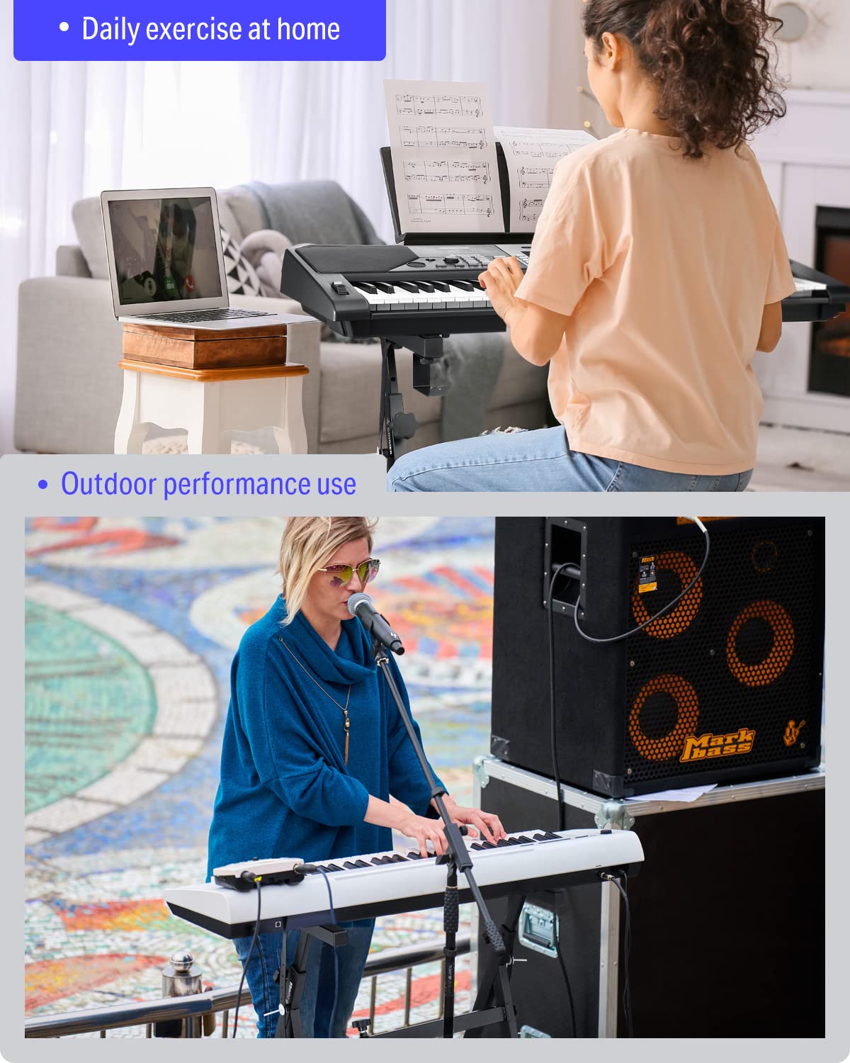 Donner Keyboard Stand, Z-style Heavy-Duty Piano Stand, Adjustable and Portable Piano Keyboard