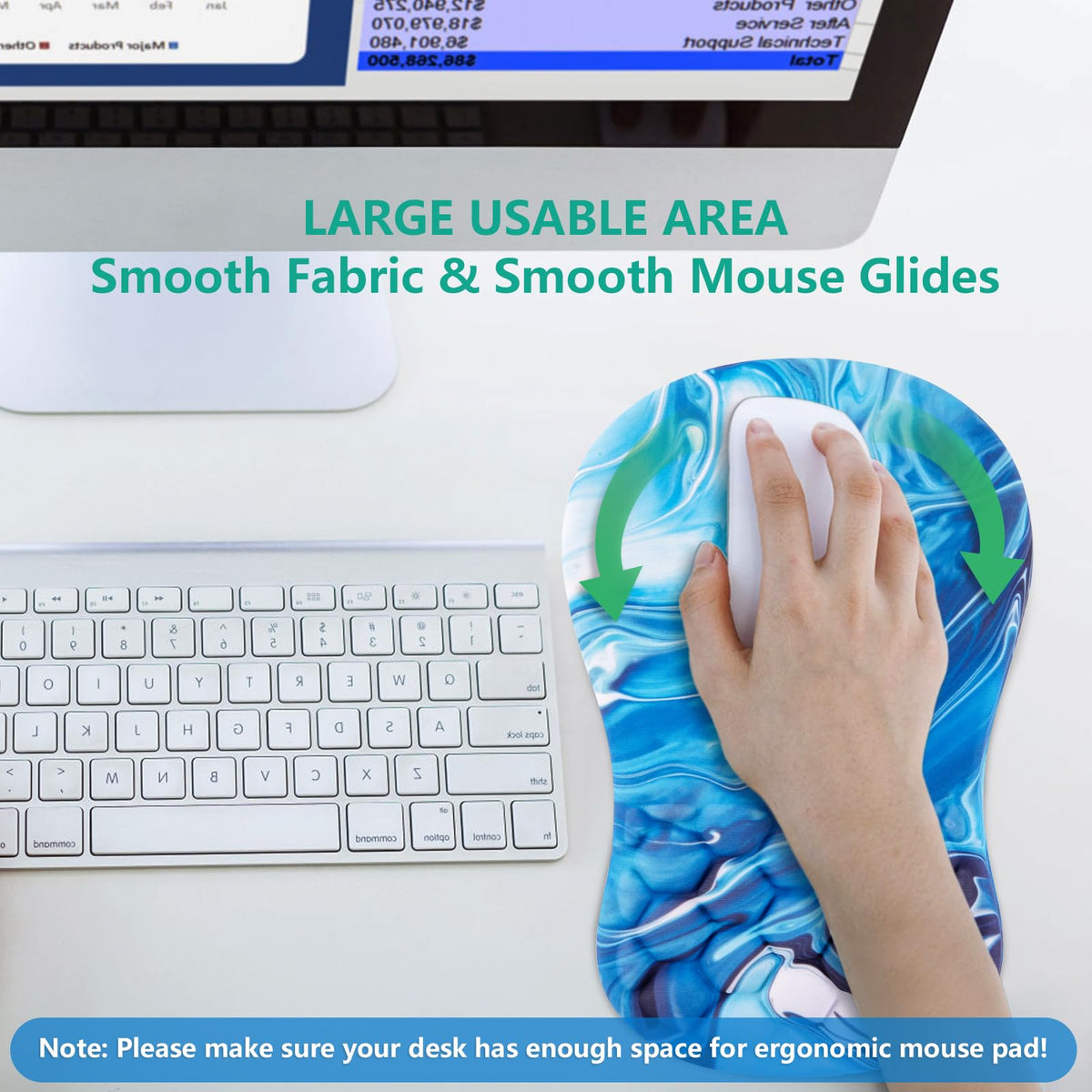 Laokiiy Mouse Pad Wrist Support, Ergonomic Mouse Pad with Wrist Rest, Comfortable Computer Mouse