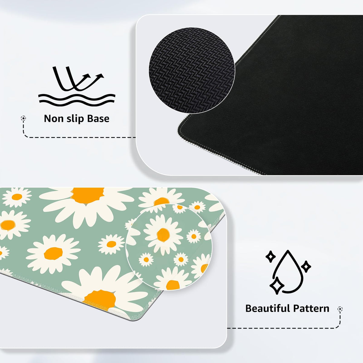 iCasso Desk Mat, Desk Matt for Desktop, Cute Desk Pad Mat, Daisy