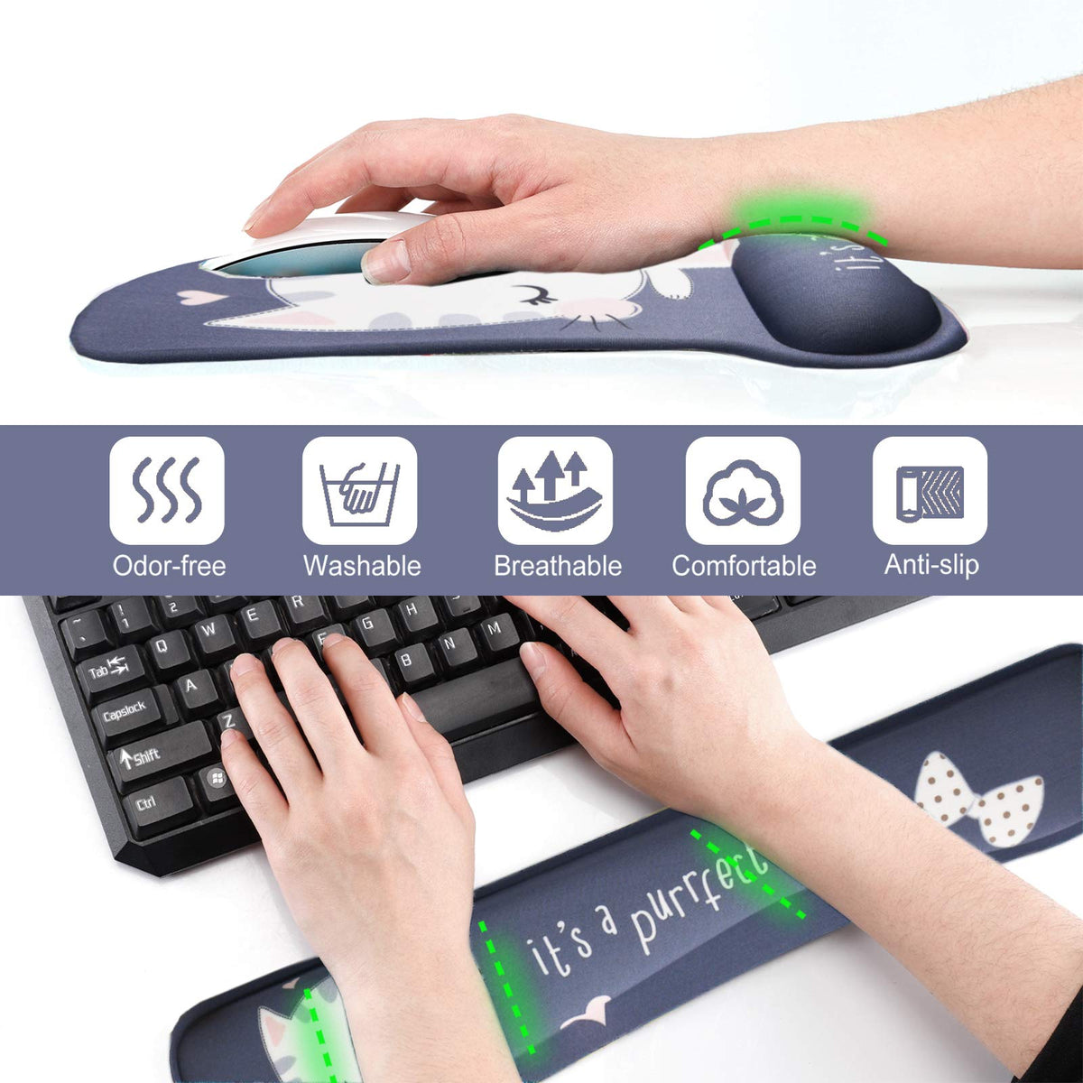 ToLuLu Keyboard Mouse Pad Wrist Rest, Gel Ergonomic Mouse Pads for Computer Laptop Office Home