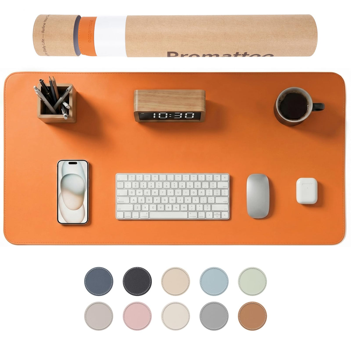 PROMATTOO Large Desk Pad Non-Slip Desk Mat Protector for Keyboard Mouse Waterproof Vegan Leather