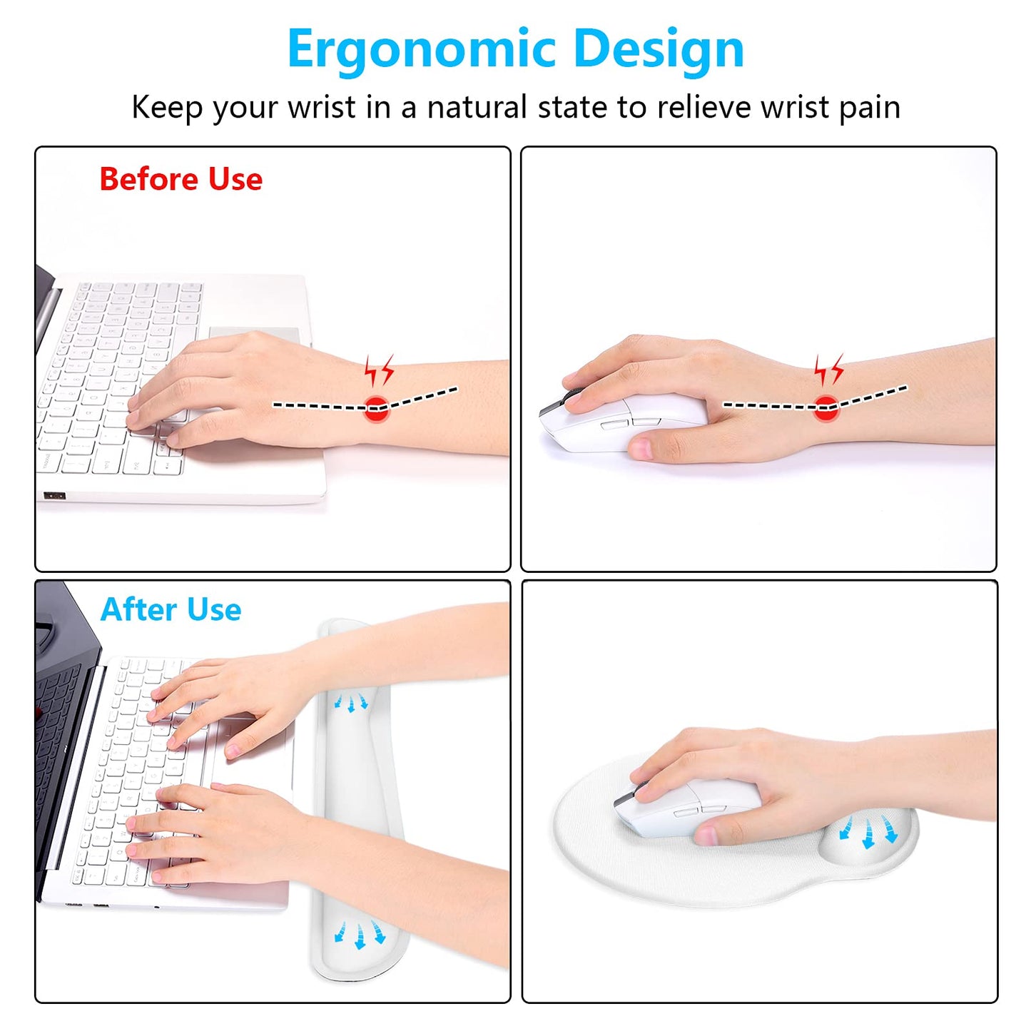 Dapesuom Keyboard Wrist Rest and Mouse Pad with Wrist Support, Memory Foam Cushion for Keyboard and