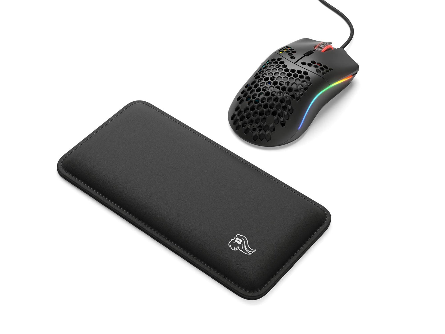 GLORIOUS Mouse Wrist Pad/Rest - Black - Stitched Edges, Ergonomic, Foam Interior | 8x4