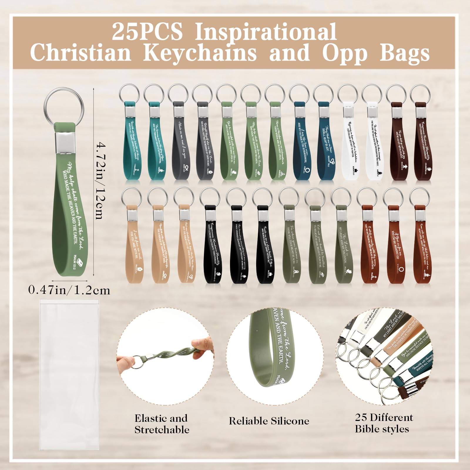 25 Sets Christian Bible Verse Religious Gift Bulk ,Fresh Color,English