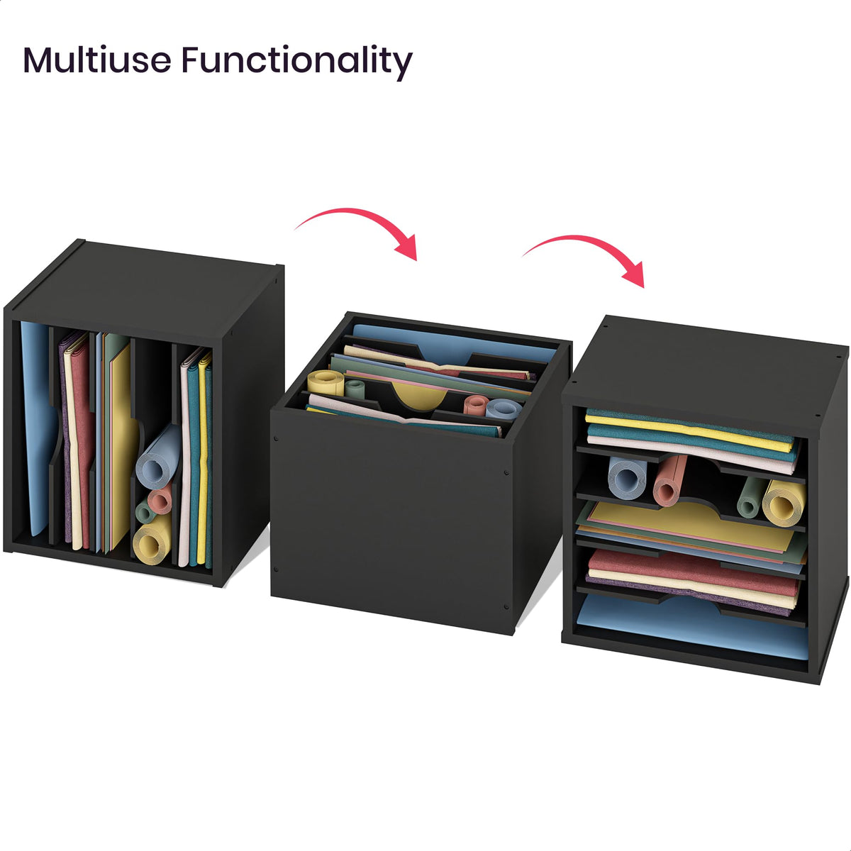 Ballucci 5-Tier File Organizer for Desk, Wooden Mail Sorter, Office Desk Organization, Paper