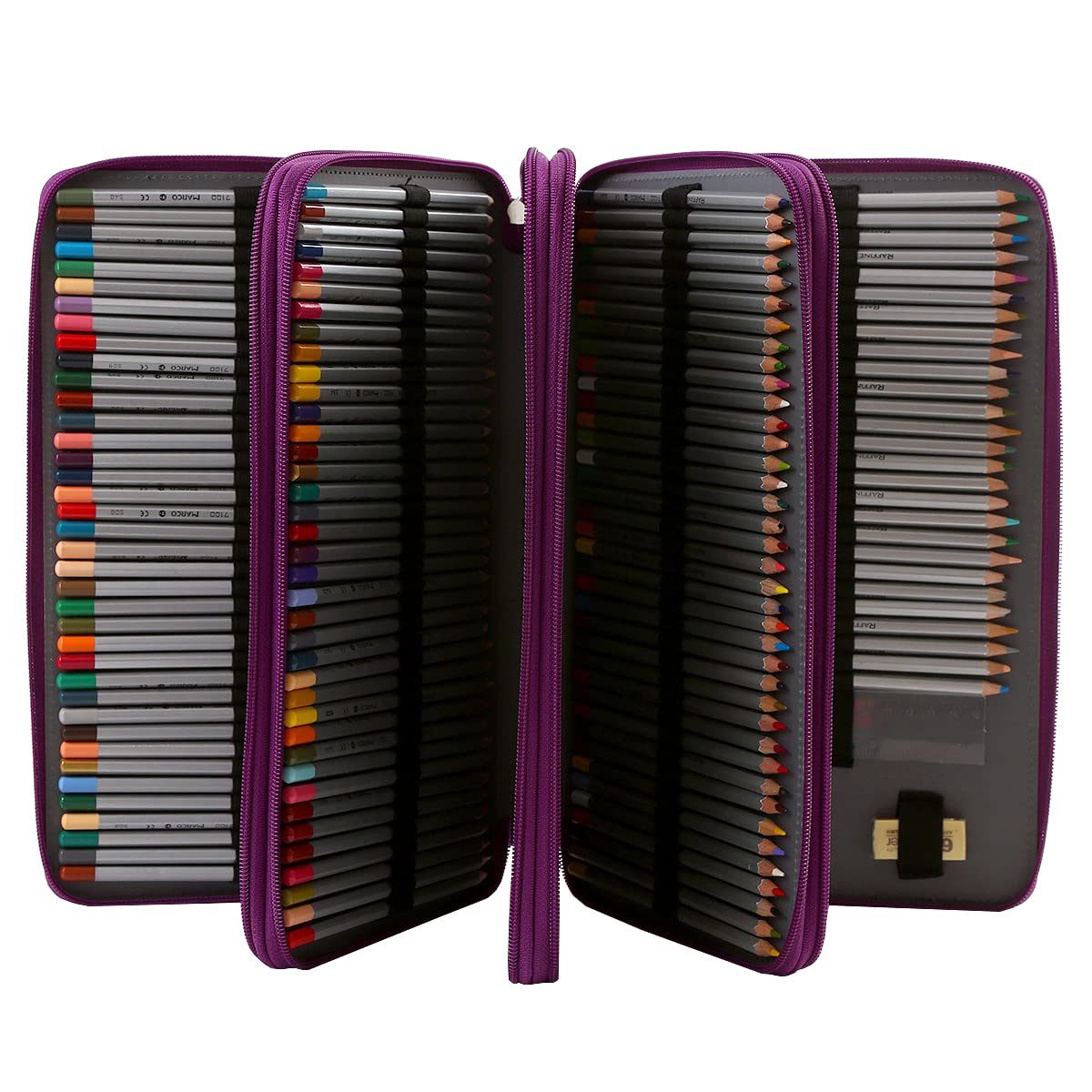 Lbxgap 300 Individual-Slots Pencil Case 4-Layer Zipped Holder w/Handle