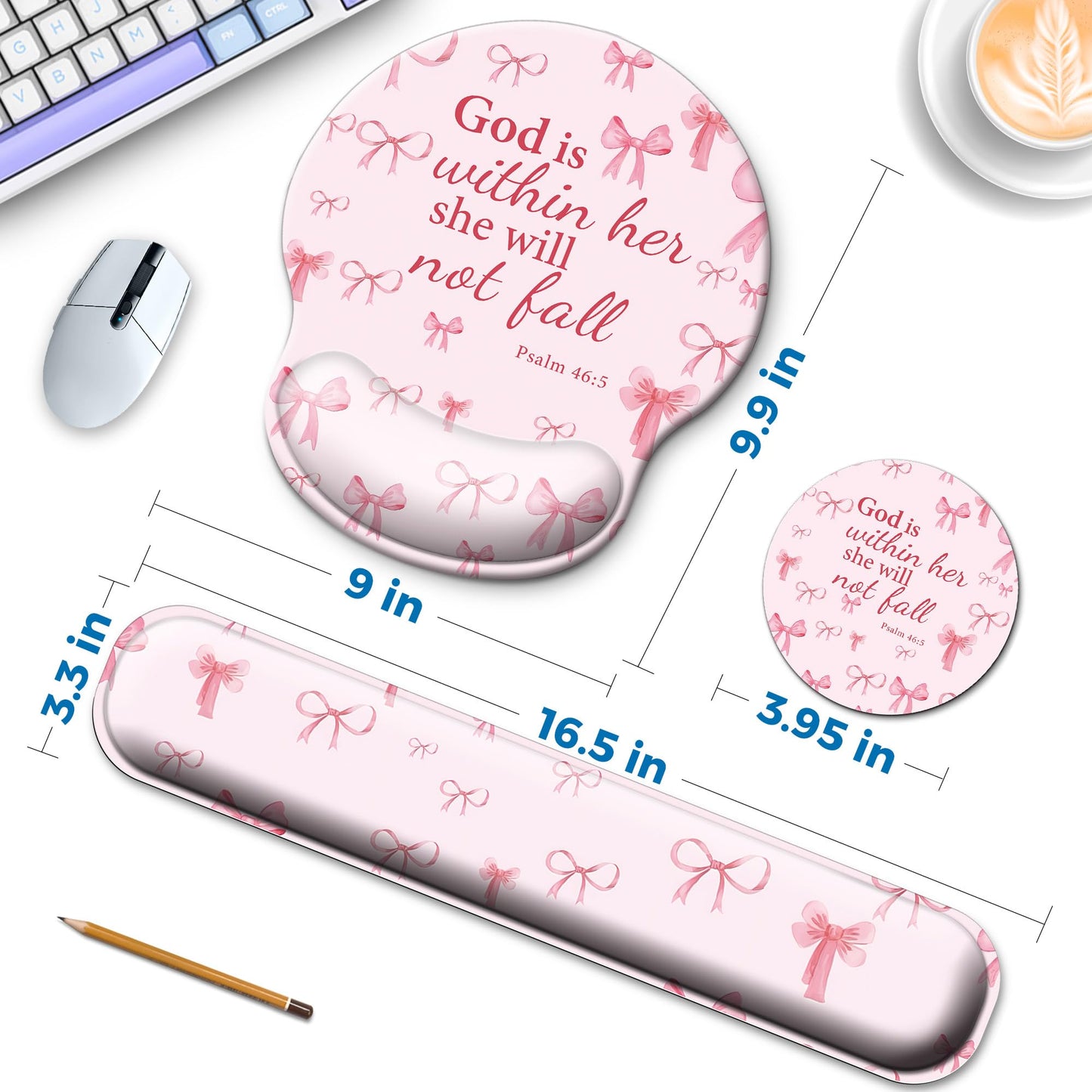 Wiabsi Mouse Pad and Keyboard Wrist Rest Support,Ergonomic Mouse Pad Set
