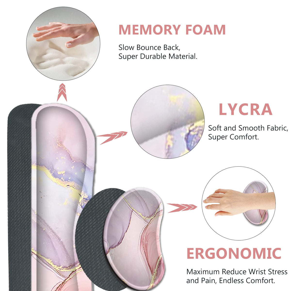 AIMSA Large Gaming Mouse Pad Set, Keyboard Wrist Rest Support Mouse Pad, Ergonomic Memory Foam