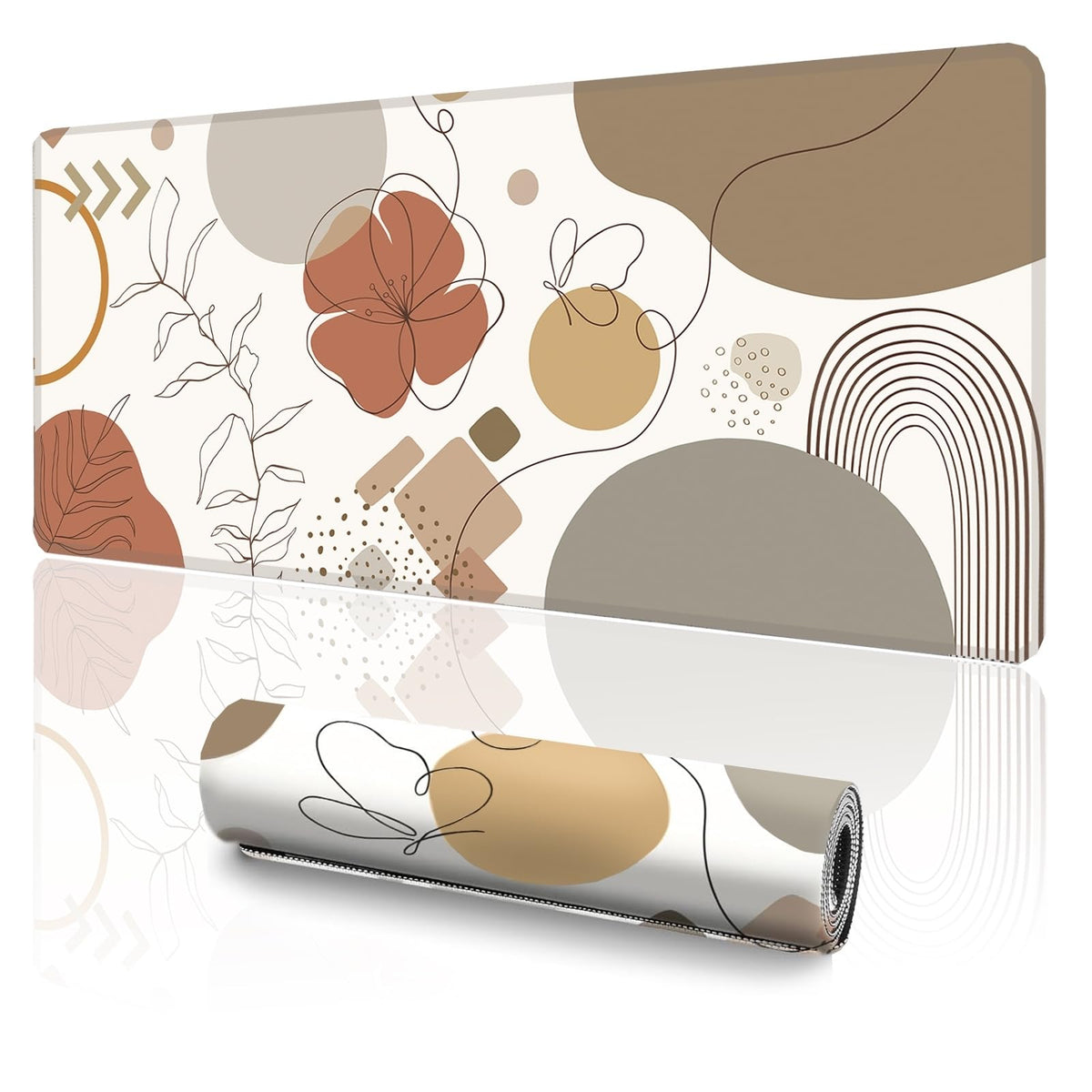 XXL Extended Gaming Mouse Pad (47.2 x 23.6 Inch), Giant Boho Desk Mat for Full Coverage, Abstract