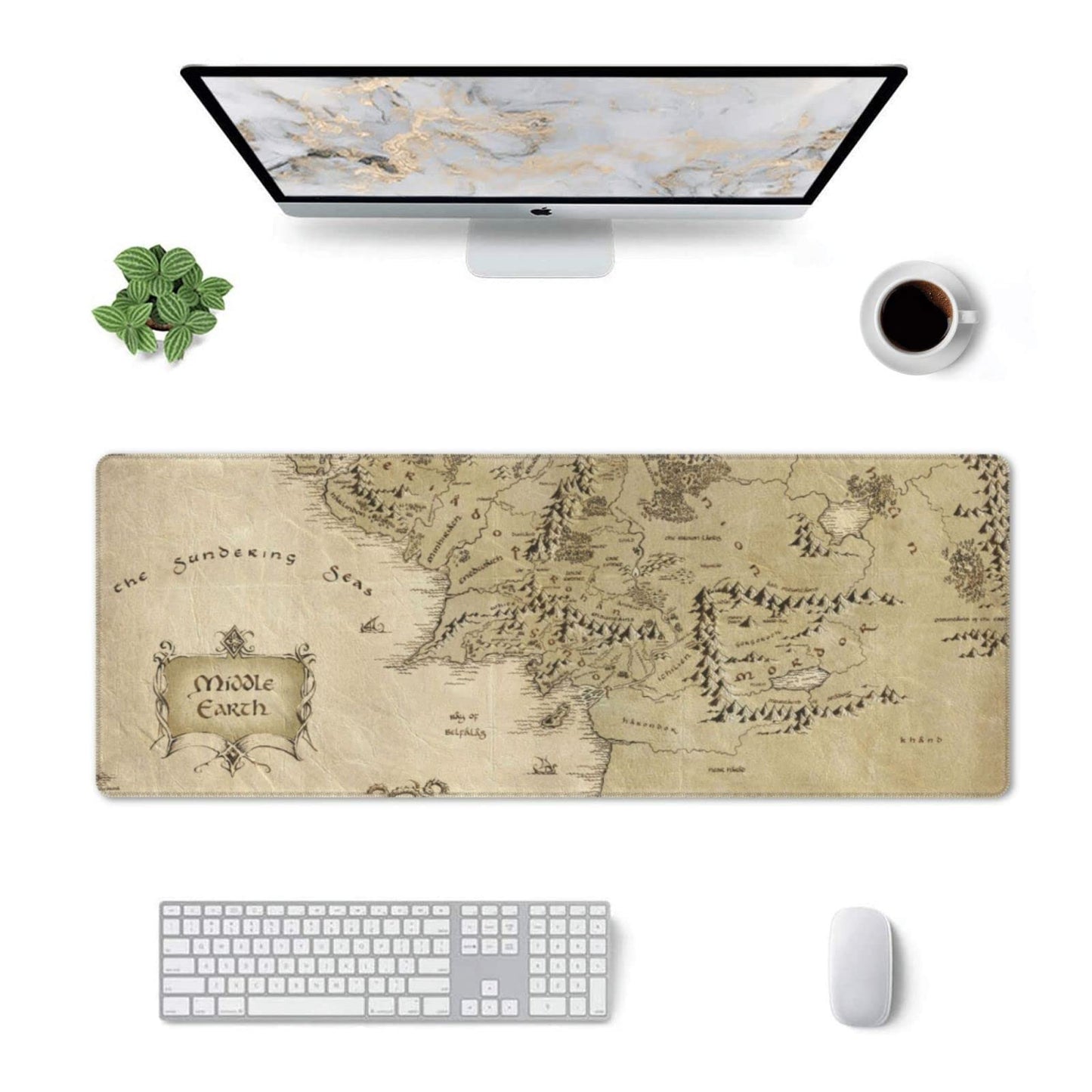 Middle Earth Map Extended Large XXL Gaming Mouse Pad Mat ( 31.5 x 11.8 in ), Mousepad Keyboard with